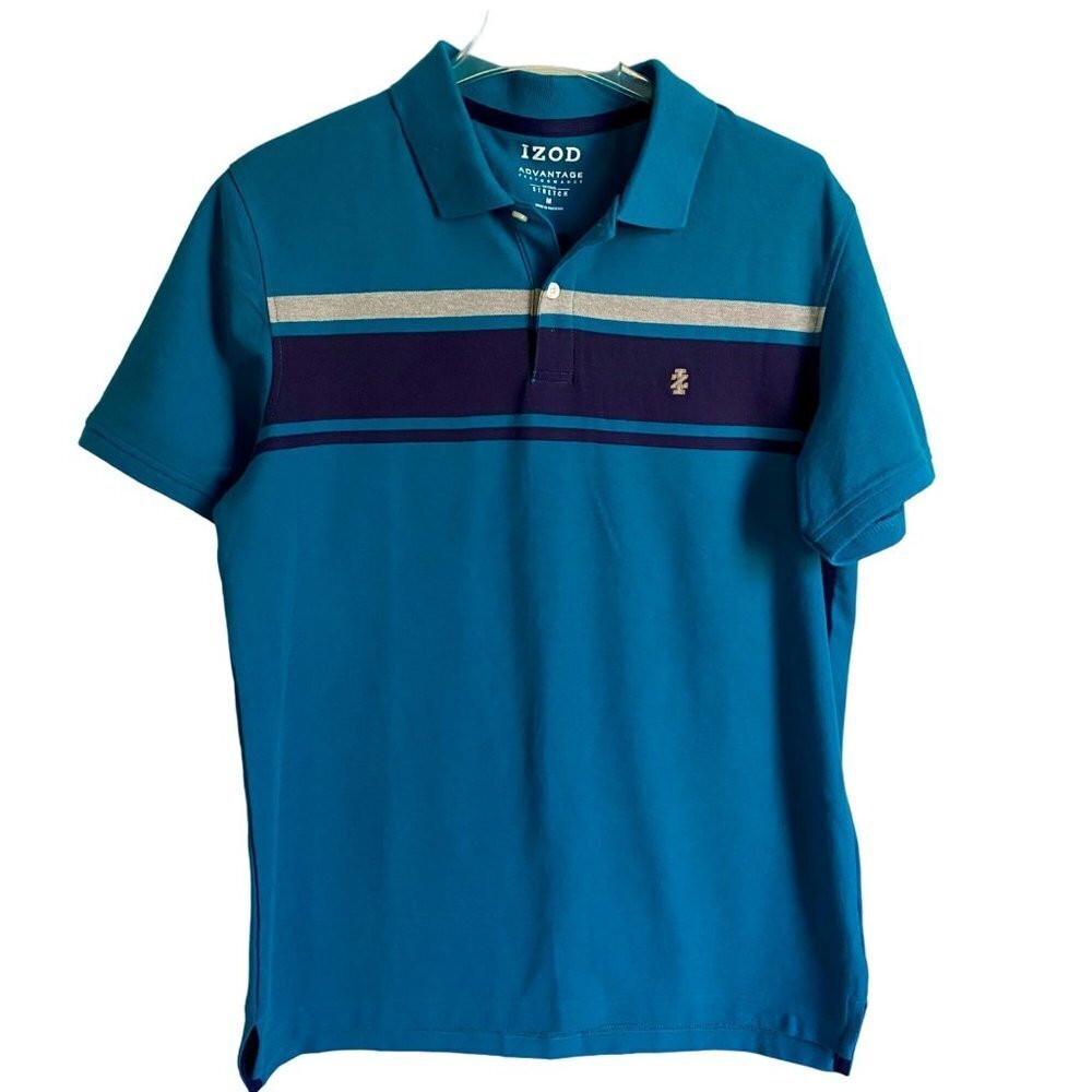 IZOD Advantage Performance Stretch Men's Chest Stripe Polo Shirt Medium